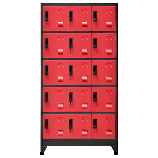 vidaXL Locker Cabinet Anthracite and Red Steel Large Locks