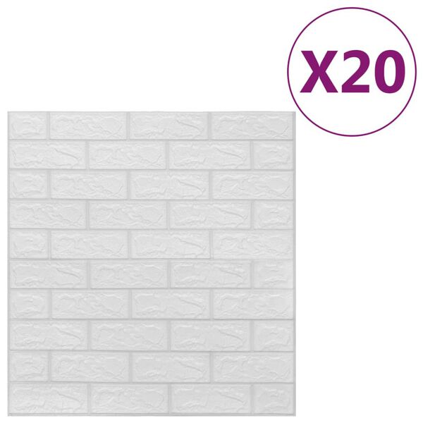 vidaXL Wallpaper Set of 20 White PE Foam Standard Wallpaper