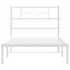 vidaXL Bed Frame White Powder-Coated Steel Single Metal Bed Frame