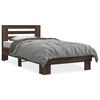vidaXL Bed Frame Brown Oak Engineered Wood, Metal, Plywood Small Single
