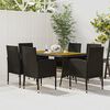 vidaXL Outdoor Dining Set Black PE rattan, steel, solid acacia wood