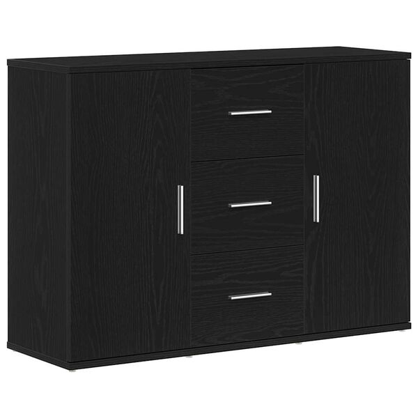 vidaXL Sideboard Black Oak Engineered Wood Sideboard Rectangular