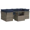 vidaXL 7 Piece Patio Sofa Set with Cushions Gray Poly Rattan Acacia