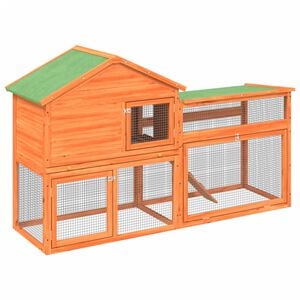 vidaXL Rabbit Hutch Brown, Green Solid Pine Wood, Plywood