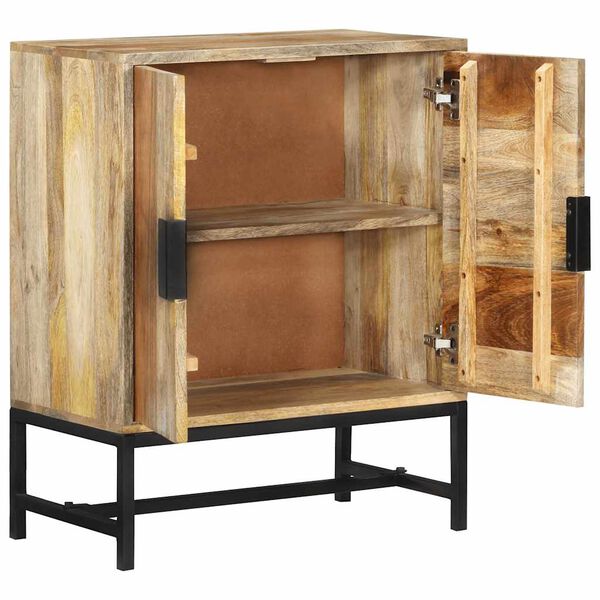 vidaXL Sideboard Natural Wood, Black Solid mango wood, Powder-coated iron