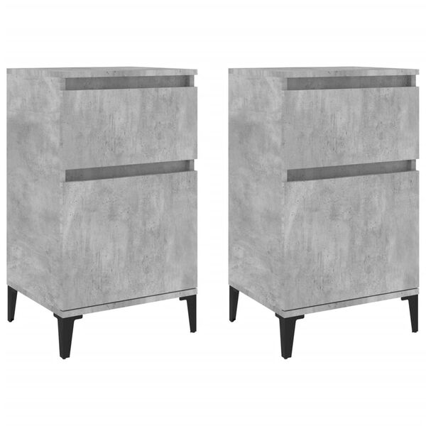 vidaXL Bedside Cabinet Set of 2 Concrete grey Engineered wood, metal