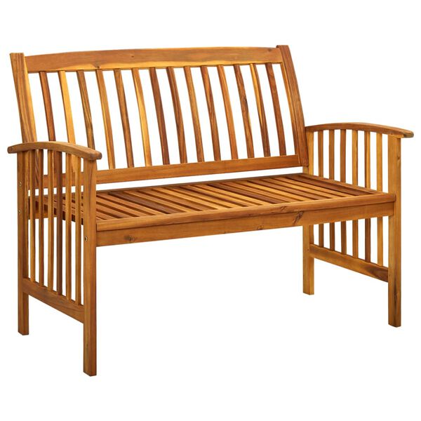 vidaXL Garden Bench Cream white cushion, Wood tone bench