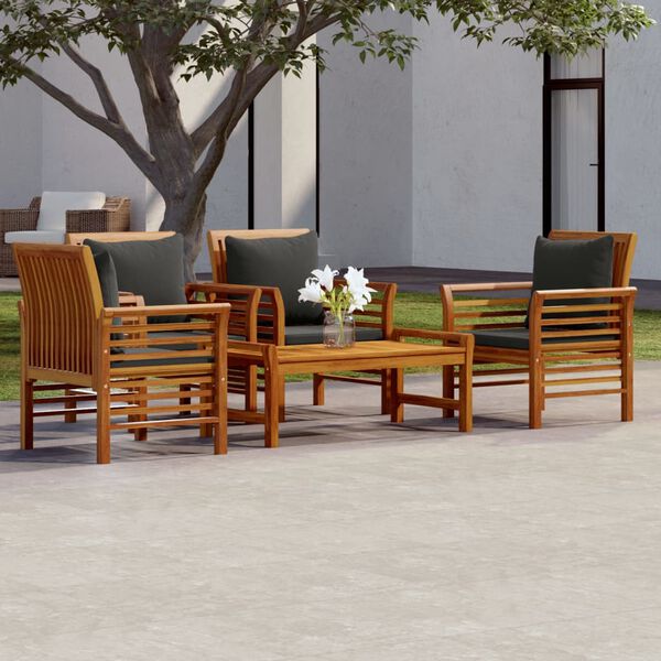 vidaXL Garden Lounge Set Dark grey Acacia wood, Polyester Medium Durable
