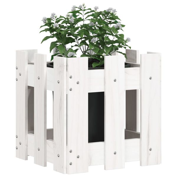 vidaXL Garden Planter White Solid Pine Wood 11.8 in Decorative Inlays
