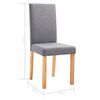 vidaXL Dining Chair Set of 6 Light Grey Fabric and Rubber wood