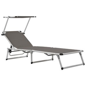 vidaXL Sun Lounger Grey Aluminum, steel and textilene Medium Foldable