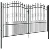 vidaXL Fence Gate with Spear Top Black 120.1"x 68.9" Powder-coated Steel