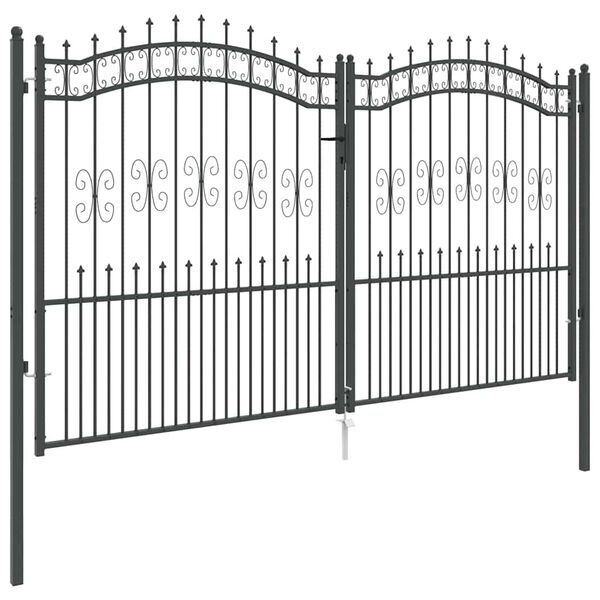 vidaXL Fence Gate with Spear Top Black 120.1"x 68.9" Powder-coated Steel