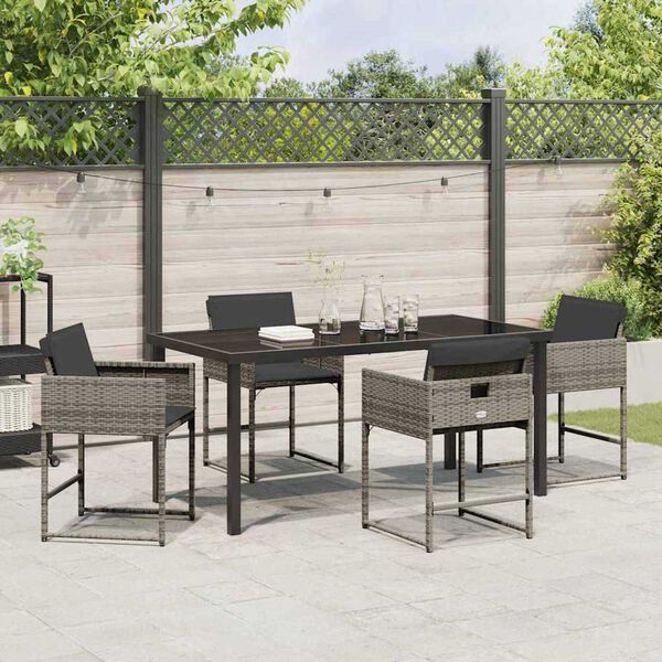 vidaXL Garden Dining Set 5 pcs Grey Poly Rattan