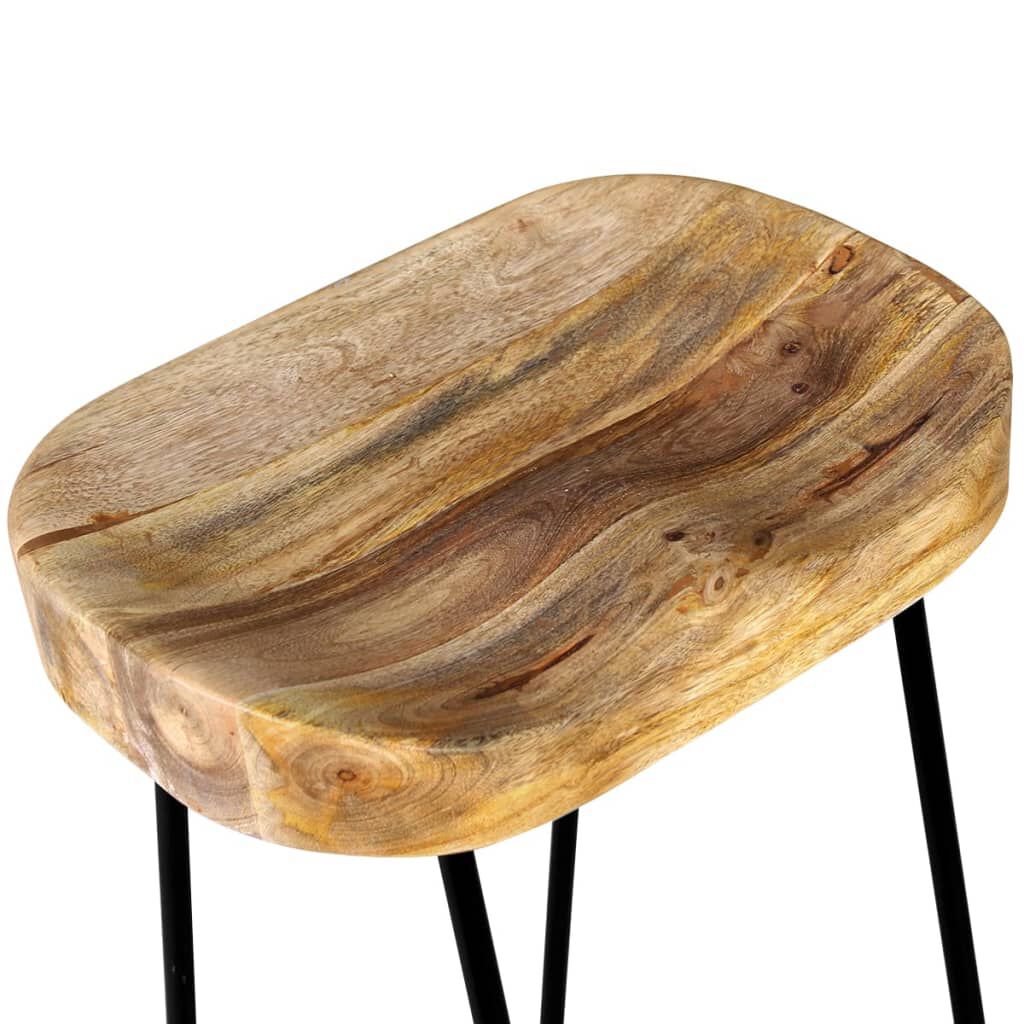 vidaXL 2x Solid Mango Wood Gavin Bar Stools Home Kitchen Dining Room Chair 