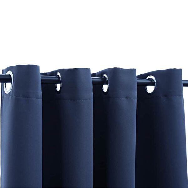 vidaXL Blackout Curtains with Rings 2 pcs Navy Blue 54"x95" Fabric