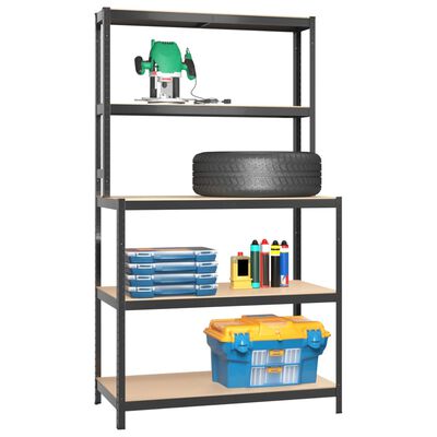 vidaXL 5-Layer Work Table with Shelves Anthracite Steel&Engineered Wood