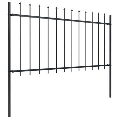 vidaXL Garden Fence with Spear Top Steel 200.8"x39.4" Black