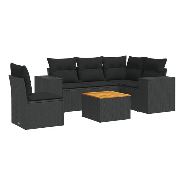 vidaXL Garden Sofa Set Black