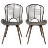 vidaXL Dining Chair Set of 2 Brown Natural rattan and wood Standard
