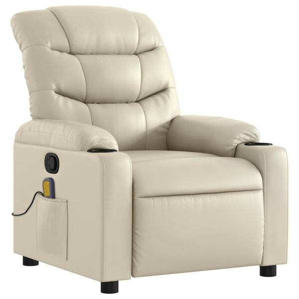 vidaXL Massage Recliner Chair Cream Faux leather, metal, plywood Single