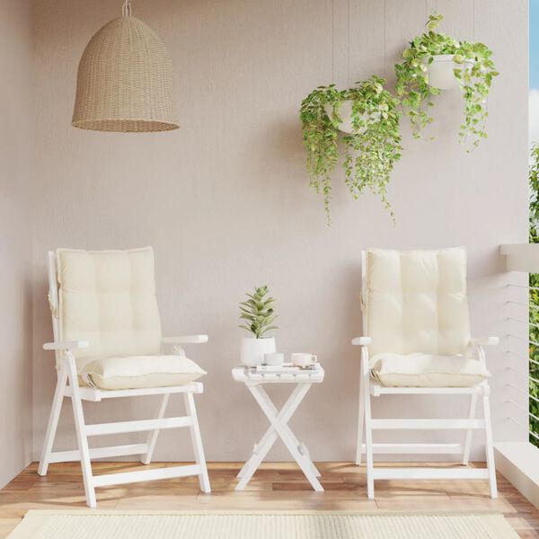 vidaXL Lowback Chair Cushion Set of 2 Cream Oxford fabric 39.4 x 19.7 in