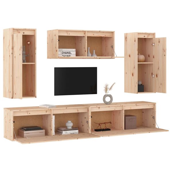 vidaXL TV Stands 5 pcs Solid Wood Pine