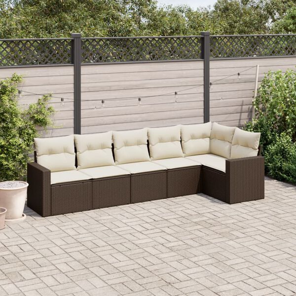 vidaXL Garden Sofa Set Brown PE Rattan Large Modular Garden Sofa Set