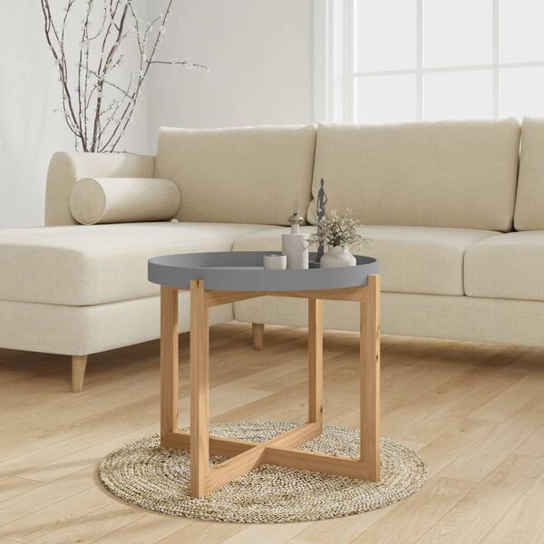 vidaXL Coffee Table Grey Engineered wood, Solid pine wood Small