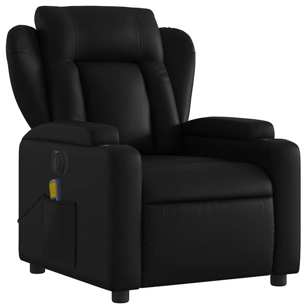 vidaXL Electric Massage Recliner Chair Black Faux Leather