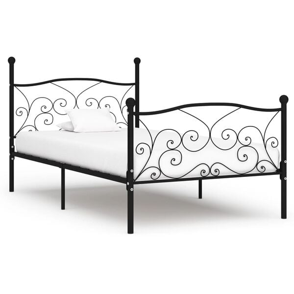 vidaXL Bed Frame Black Metal, plywood 35.4x78.7 in Sturdy Bed Frame