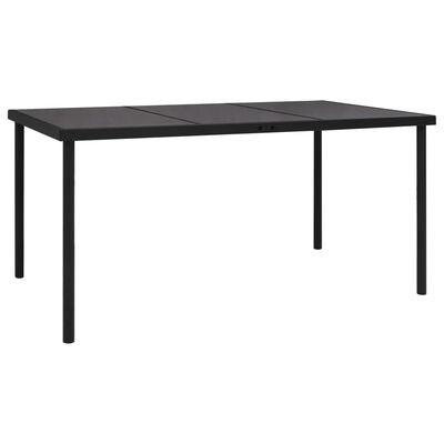 vidaXL Patio Table with Glass Tabletop Black 59.1"x35.4"x29.1" Steel
