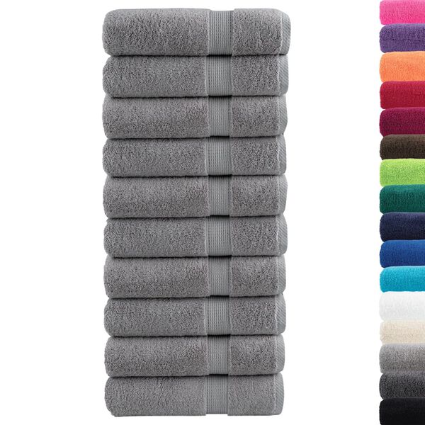 vidaXL Hand Towel Set of 10 Grey 100% cotton 19.7 x 39.4 in Hand Towel