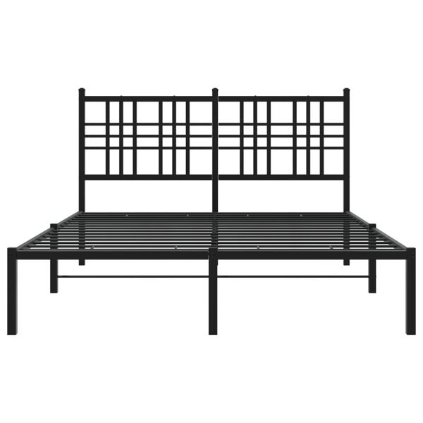 vidaXL Bed Frame Black Powder-Coated Steel Full Bed Frame Rectangular