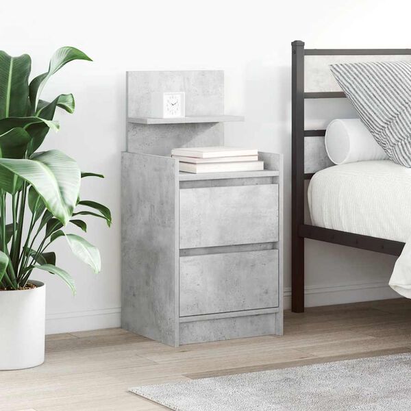 vidaXL Bedside Cabinet Concrete Grey Engineered wood Medium