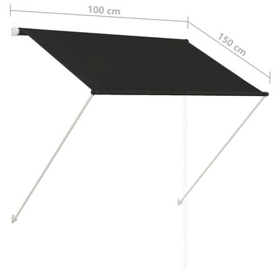 vidaXL Retractable Awning 39.4"x59.1" Anthracite