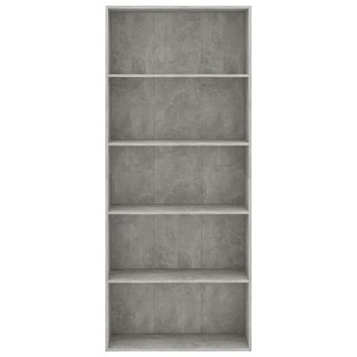 vidaXL 5-Tier Book Cabinet Concrete Gray 31.5"x11.8"x74.4" Engineered Wood