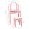 vidaXL Dressing Table with Stool Pink 25.6x14.2x50.4" Paulownia Wood MDF
