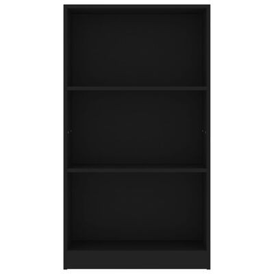 vidaXL 3-Tier Book Cabinet Black 23.6"x9.4"x42.9" Engineered Wood