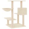 vidaXL Cat Tree Cream Engineered wood, plush, sisal Large Cat Tree