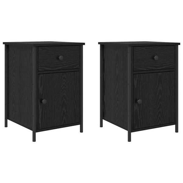 vidaXL Bedside Cabinet 2 pcs Black Oak 15.75 x 16.54 x 23.62 in