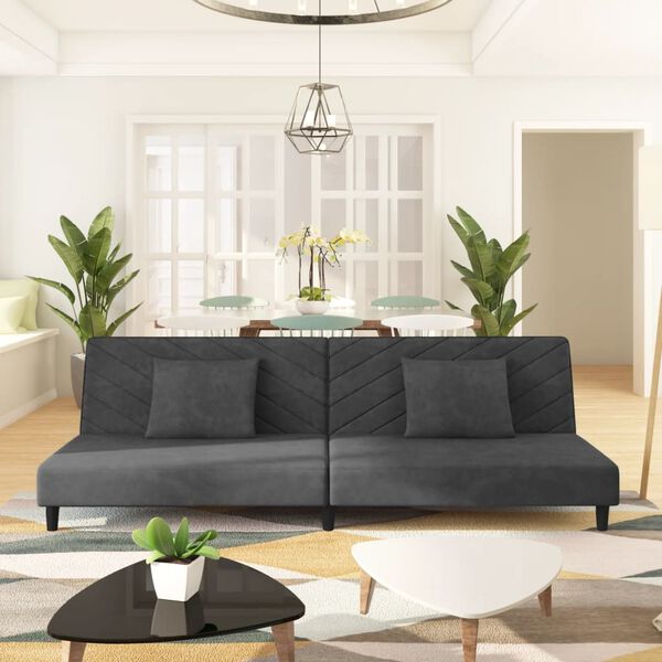 vidaXL Sofa Bed Dark Gray Velvet (100% polyester), wood, plastic 2-Seater