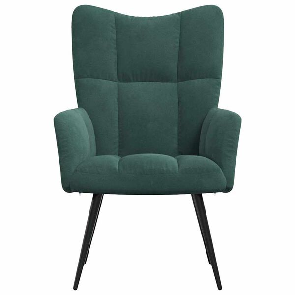 vidaXL Relaxing Chair Dark Green Velvet (100% polyester), steel Medium