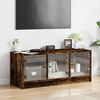 vidaXL TV Cabinet Smoked Oak Engineered Wood, Glass Modern Style