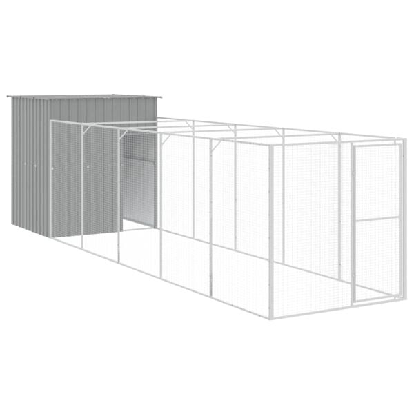 vidaXL Dog House Light Grey Galvanized Steel 65 x 259.3 x 71.3 in