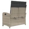 vidaXL Reclining Patio Bench with Cushions Light Gray Poly Rattan