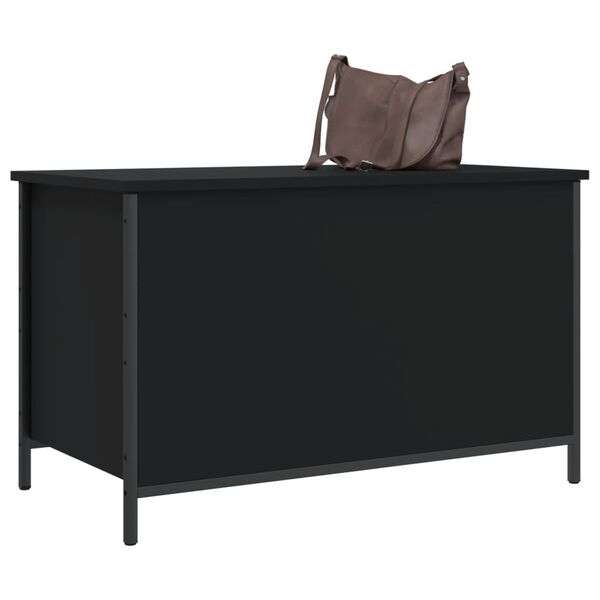 vidaXL Storage Bench Black Engineered Wood, Metal Medium