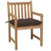 vidaXL Patio Chair Set of 4 Taupe Teak wood, Polyester Medium Durable
