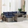 vidaXL 7 Piece Patio Sofa Set with Cushions Gray Poly Rattan Acacia