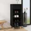 vidaXL Shoe Cabinet Black Engineered wood, solid eucalyptus wood Compact